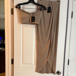 NWT, NBD Halena Top & Skirt Set in Taupe